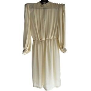 Vintage L Rothschild Long Sleeve Shear Dress with Padded Shoulders 14